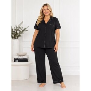 Cosabella Bella Pima Cotton Modal Pajama Set Black Black 2X
